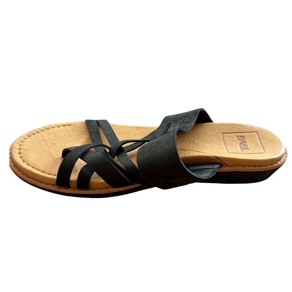 Teva Elzada Slide Lea Black Leather Strappy Sandals 1020306 Womens 7.5 - Picture 3 of 13